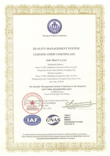 China Joho Steel Co., Ltd certificaten